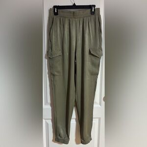 Esqualo Khaki Cargo Soft Comfy Elastic Waistband Pockets Jogger Pants Size 10